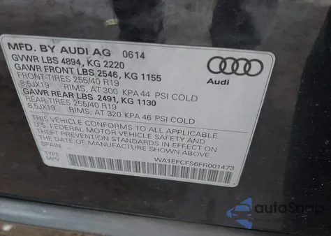 2015 Audi Q3 2.0T Premium Plus from USA, damaged, VIN WA1EFCFS6FR001473